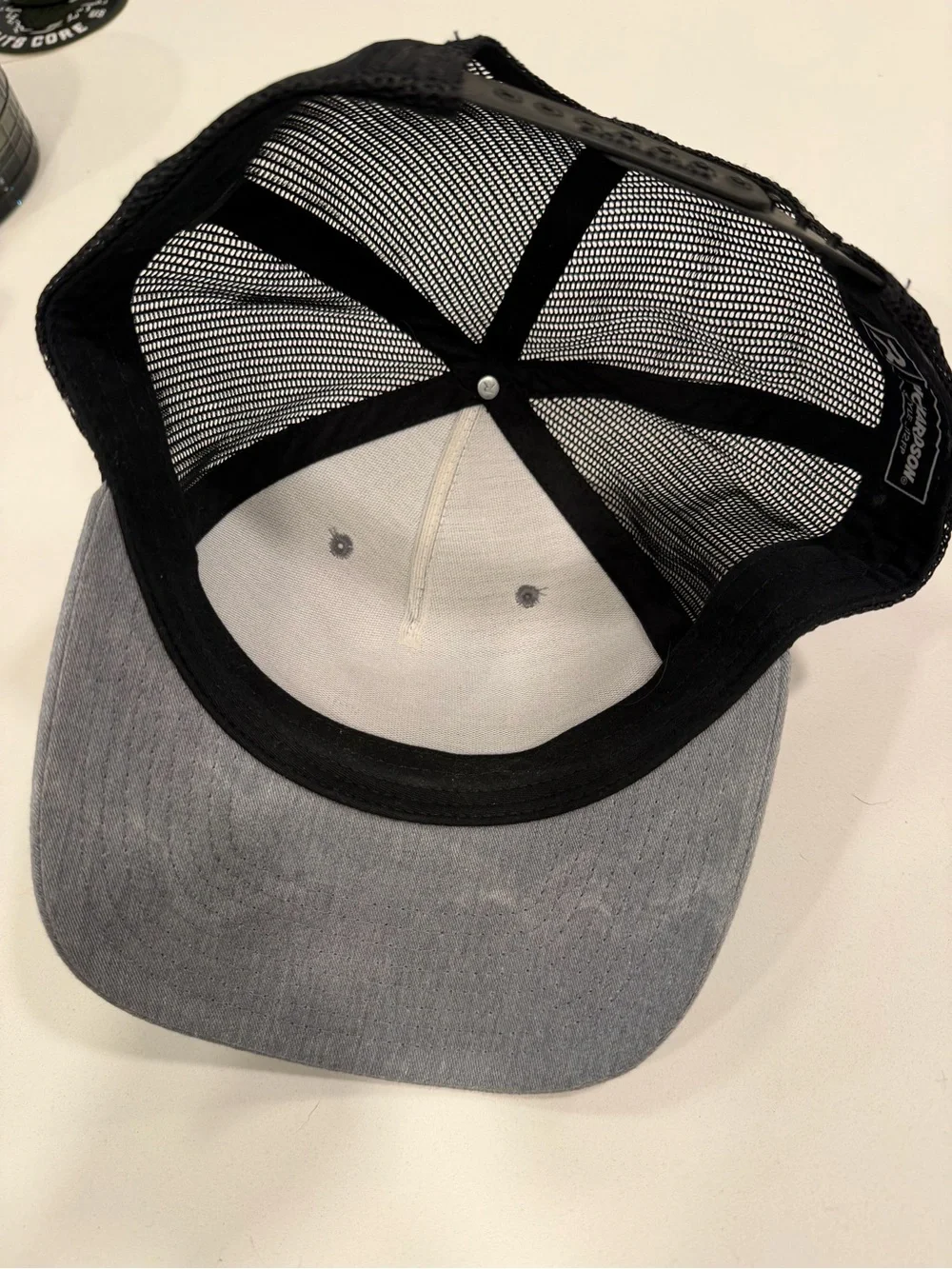 Gray Trucker Cap with Brown Leather Patch